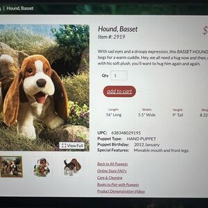 Brown and White Basset Hound Hand Puppet